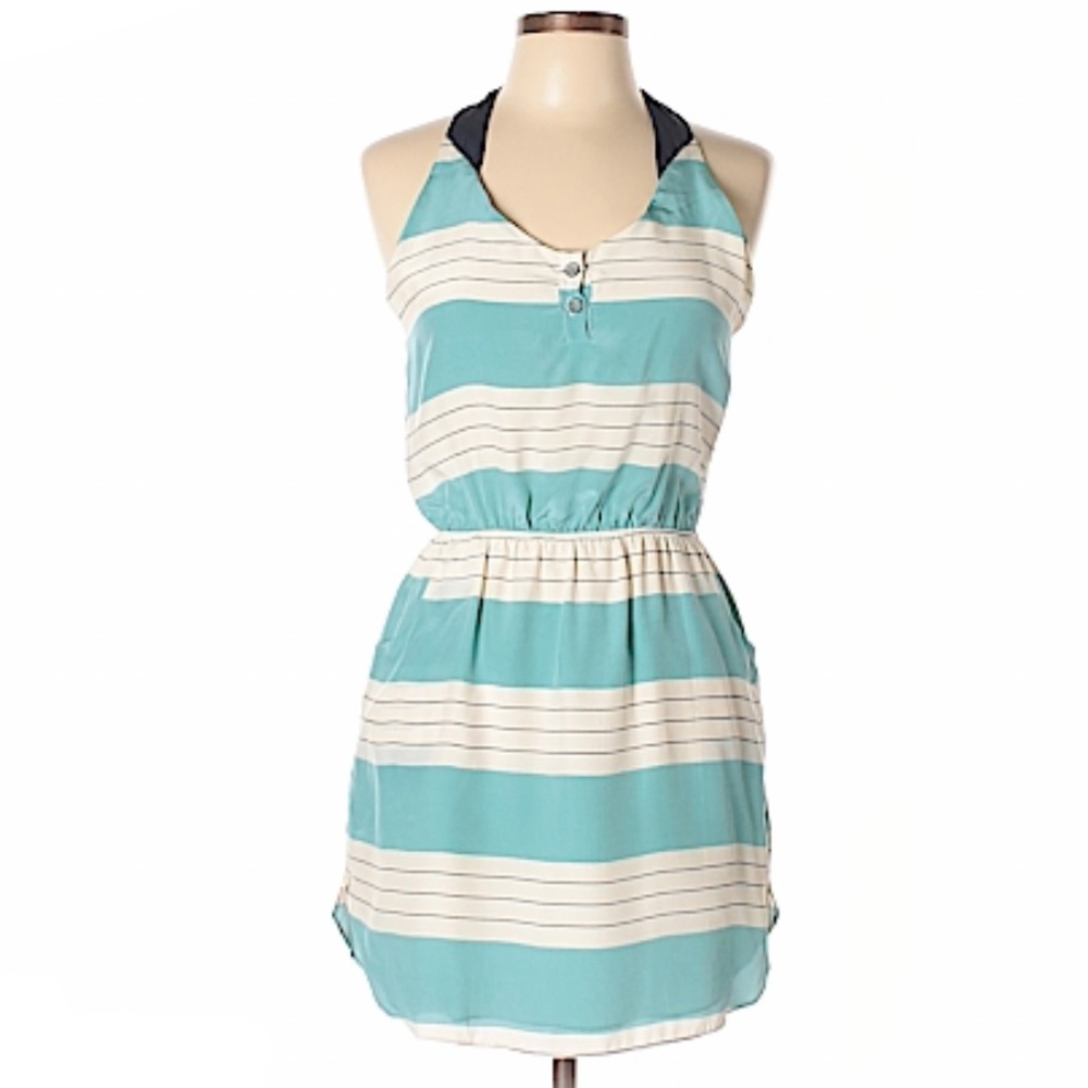 MYNE Striped Silk Dress with Pockets 💙🤍💙